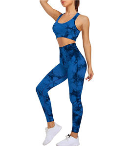 เลกกิ้งออกกำลังกาย2ชิ้นเอวสูงไร้รอยต่อสำหรับผู้หญิงชุดออกกำลังกายแบบลำลองระบายอากาศได้พร้อมเสื้อครอปแขนยาว - Product Image 1