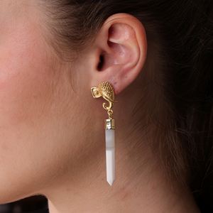 Pendientes de Lágrima con Cuentas de Ágata y Encaje Dua Hechos a Mano, Chapados en Oro de 18K, Elegantes y Modernos para Bodas, Joyería para Mujer - Product Image 6