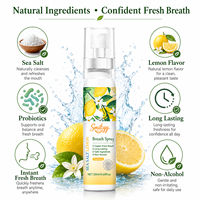 Spray Bucal Refrescante con Sal Marina y Limón, Elimina el Mal Aliento, Fragancia Refrescante de Limón, Spray Bucal Portátil para el Cuidado Bucal