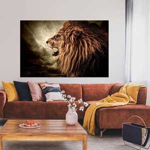 Arte en Lienzo de León Rugiente: Decoración de Pared con Animales, Impresión para Cuarto de Hombre, LIENZO ENROLLADO - Product Image 1