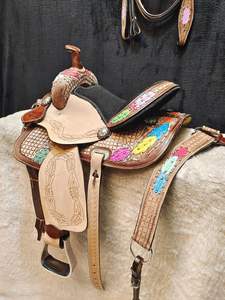 Selles en cuir véritable de haute qualité de 10 à 16 pouces confortables pour chevaux Western Trail - Product Image 5