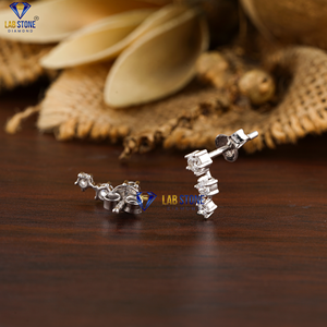 0.37 TDW rond taille brillant diamant boucle d'oreille diamant labgrown 18K or blanc Hpht/Cvd diamant bijoux - Product Image 4