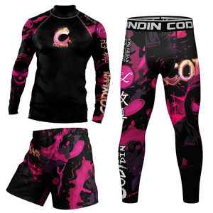 Ensemble de rashguard MMA à manches longues personnalisé avec logo, transfert thermique, UPF50, anti-UV, séchage rapide, respirant, sans Gi Jiu Jitsu BJJ Grappling - Product Image 3