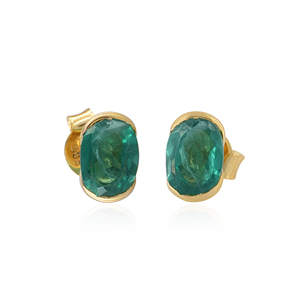 1.8 Carat Pear Cut Green Diamond Stud Earrings 14K Yellow Gold Women's Wedding Jewelry - Product Image 2