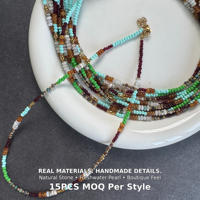 Collier vintage multicolore à petites perles, faible MOQ, en acier inoxydable, réglable, style bohème, bijoux de mode faits à la main pour les marques DTC