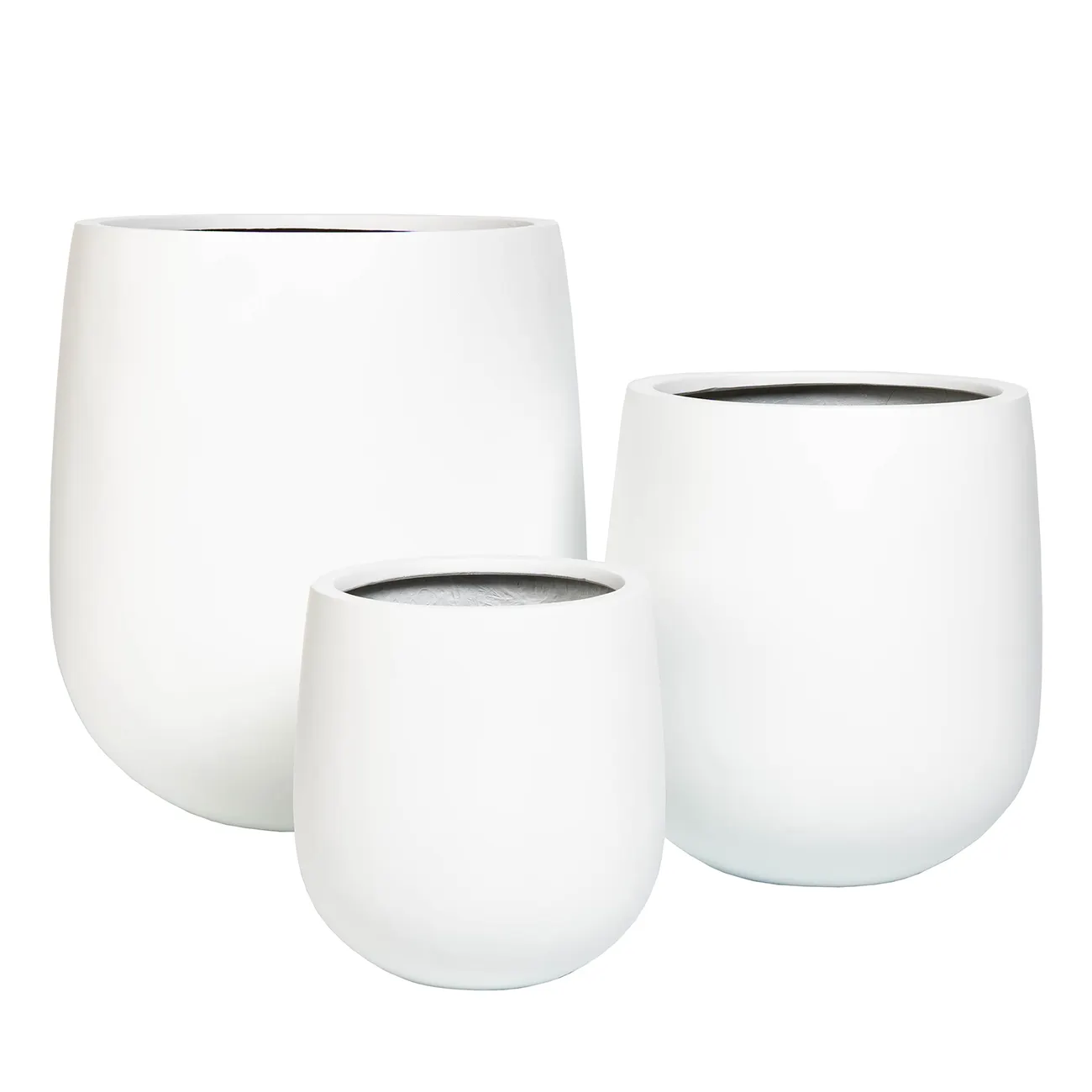 Winter collection smooth painting white fiberglass pots and planter large sizes for flower garden outdoor