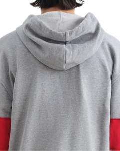Sweat à capuche zippé pour homme, gris et rouge, à blocs de couleur, doublé en polaire, décontracté, avec poches sur le devant, streetwear, vêtements d'hiver pour homme - Product Image 6