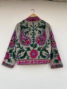 Veste Bohème en Coton Brodé Floral Écologique ODM Col Mandarin Manches Longues Grande Taille pour Femme Hiver Décontracté - Product Image 2