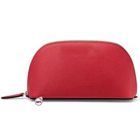 Sac cosmétique en PU rouge, taille moyenne, fermeture à glissière, style simple et portable pour un usage quotidien, voyage, sac cosmétique de haute qualité pour femmes