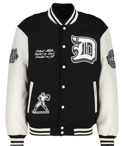 Veste universitaire pour hommes personnalisée High Street 100% laine cuir PU bouton broderie Patch Stand marque de mode d'hiver Bomber - Product Image 5