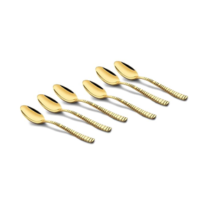 Juego de cucharas de postre de acero inoxidable, cuchara de postre, juego de cucharas redondas para café, 5 piezas, manualidades de alta calidad - Product Image 5