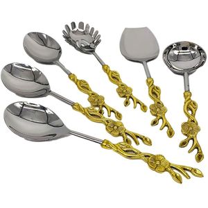 Juego de cubiertos de acero hechos a mano con superficie de espejo y resina pintada a mano y asas de hueso ideales para decoración de comedor moderna - Product Image 2