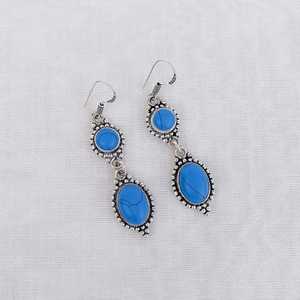 Boucles d'oreilles pendantes multicolores turquoise en argent plaqué 925, bijoux bohèmes de luxe faits à la main, gouttes de cristal, cadeau de mariage pour elle, pièce maîtresse - Product Image 6
