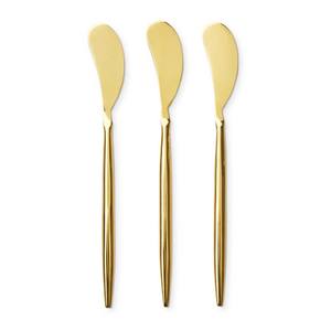 Épandeur et trancheuse à beurre en acier inoxydable, vente en gros, outils à fromage en or plaqué or, poignée plate en acier inoxydable - Product Image 6