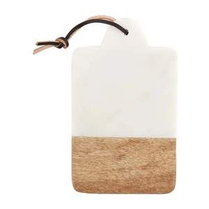 Tabla de cortar de mármol de madera de acacia Tabla de corte de cocina de mármol Tabla de forma rectangular con mango de cuero pulido para gran oferta - Product Image 3
