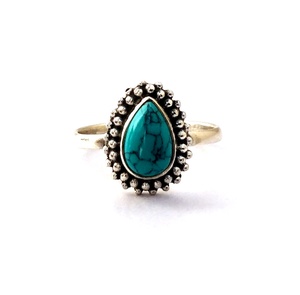 Anillo de plata de primera ley con forma de pera para mujer, sortija, plata esterlina 925, piedra preciosa, estilo turquesa, 5x8, hecho a mano - Product Image 1