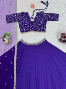 Conjunto de Lehenga Choli Informal Reversible de Tela STAR GEORGETTE con Detalles de Lentejuelas en Tallas hasta 44 Pulgadas para Bodas y Diwali - Product Image 3