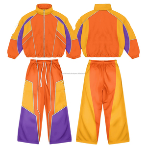 Wholesale Winter Casual Solid Blank Customized Logo <b>Embroidery</b> Breathable Lightweight Tracksuits Men's Nylon Windbreaker <b>Set</b> - Product Image 2