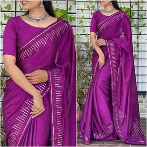 Hermoso Color oscuro Rangoli Seda Saree Efecto espejo Trabajo Fiesta DE BODA Ropa informal festiva-Mayorista étnico de moda India - Product Image 2