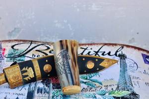 Vidrio de cuerno natural hecho a mano Vajilla tradicional MN EXPORTS Barra y vajilla rústica de vidrio de cuerno de búfalo pulido - Product Image 4