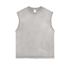 OEM Logo personnalisé 100% coton T-shirts sans manches Vintage Gym Acid Wash Débardeurs pour hommes - Product Image 1