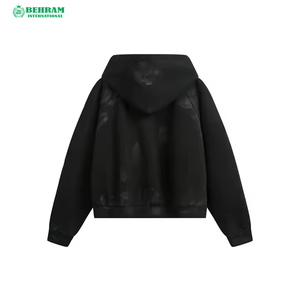 Sweat à capuche zippé coupe classique 100% coton molletonné/éponge française imprimé en relief séchage rapide respirant unisexe hiver épais - Product Image 6