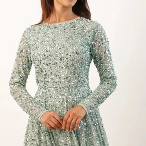 ชุดราตรีทรงเอผ้าชิฟฟ่อนปักเลื่อมลูกปัดโรแมนติกหรูหราชุดคอกเทลแขนยาวเต็มตัวสไตล์ธรรมชาติสำหรับชุดราตรีสุดเพอร์เฟกต์ - Product Image 1