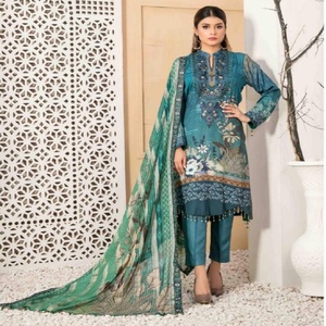 Original de marque Tawakkal marque lin Salwar Kameez lourd broderie travail Design moderne tissu respirant multicolore modèle DIBA - Product Image 4