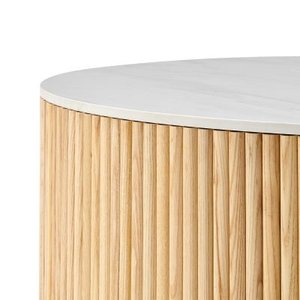 Grande tavolino da caffè in legno chiaro facile da montare con piano in ceramica rustica per casa o Hotel in rovere e materiale metallico - Product Image 5