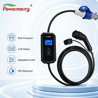 Chargeur EV portable 7kW 32A Mode 2 230Vac IP67 avec protection contre les fuites RCD, écran LCD et courant réglable pour la recharge à domicile