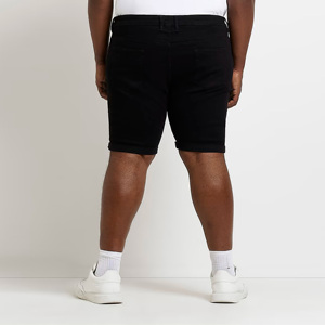 Pantalones cortos de tela vaquera 70% algodón 2% ELASTANO 28% poliéster, ajustados, con dobladillo, cinturón, negro - Product Image 2