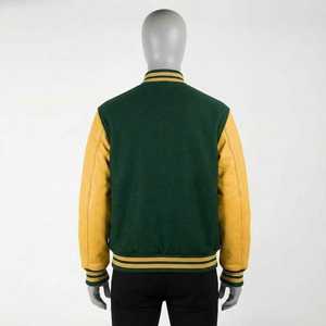 <b>Mens</b> varsity <b>jacket</b> green yellow letterman baseball <b>jacket</b> classic college style satin wool blend bomber outerwear - Product Image 2