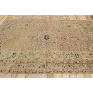 Tapis vintage 7,7x11,5 pieds, tapis turc surdimensionné, tapis en laine rayé marron - Product Image 2