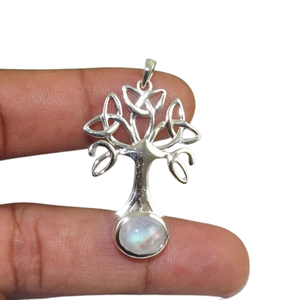 Meilleur cadeau de qualité pour les filles pendentif de conception simple pierre de lune pendentif en pierre précieuse en argent sterling 925 avec bijoux de timbre 925 - Product Image 1