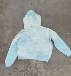 เสื้อฮู้ดผ้าฝ้ายฟอกสีกรดแบบวินเทจผ้าฝรั่งเศสมีซิปซีดจางสีชมพู - Product Image 2