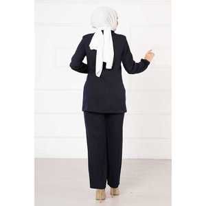 Conjunto de Traje con Chaqueta Azul Marino para Mujer con Lazos Laterales - Product Image 4
