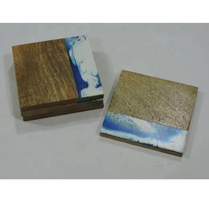 Alfombrillas redondas de madera para tazas de té, almohadillas de resina transparente, vajilla de alta estándar, posavasos para bebidas, tapete de té - Product Image 6