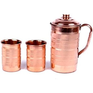 Pichet à eau en cuivre pur 100% avec cruche de finition polie martelée pour matériau métallique Ayurveda Doctor - Product Image 6