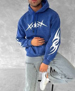 Nouveau sweat-shirt personnalisé pour homme en molleton épais 100 % coton délavé à l'acide, coupe droite, style streetwear, épaules tombantes, vintage rétro, hiver, séchage rapide - Product Image 3