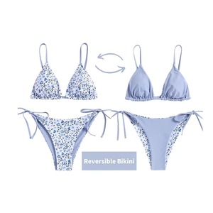 ชุดว่ายน้ำบิกินี่แบบกลับด้านได้ คุณภาพสูง สำหรับสาวๆ วัยรุ่น เซ็กซี่ ชุดชายหาดสองชิ้น พิมพ์ลายโลโก้ด้านหน้า ผ้าสแปนเด็กซ์/ไนลอน แห้งเร็ว - Product Image 6