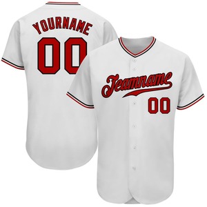 Meilleures ventes Vêtements d'équipe personnalisés Maillot de baseball authentique blanc rouge-noir - Product Image 1