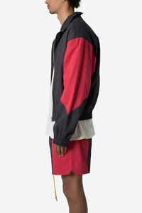 Veste de survêtement coupe-vent pour homme, à blocs de couleur, manches longues, fermeture éclair, col montant sportif, en polyester, pour l'automne - Product Image 2