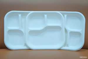 Assiettes à dîner jetables compostables en bagasse à 3 compartiments de luxe de 10 pouces GNE10-3CP d'exportation Global Nexo mariage Maharashtra - Product Image 3