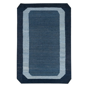 Alfombras Planas de Yute y Cáñamo de Color Azul Sólido Daaira PDJT-382 para Uso Doméstico - Product Image 1