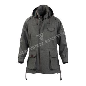 Ropa de Hombre 100% Lana, Nuevo Estilo, Abrigo Largo para Exteriores, Chaqueta de Caza con Capucha Desmontable, Chaquetas de Caza Transpirables - Product Image 1