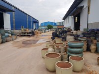 Pot de fleurs vertes pour le jardin, décor écologique, fait à la main, grands POTS d'extérieur en argile de VIETNAM, vase uniques en poterie