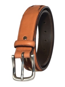 Wholesale Top Grain Genuine Leather Belts for Men Stylish Silver <b>Pin</b> for Buckle Thread Embroidery Custom Length OEM ODM Accepted - Product Image 3