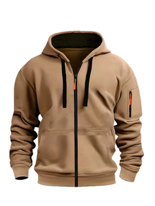 Sudadera con Capucha Casual para Hombre, con Cierre, Bolsillo Tipo Canguro, Color Sólido, Manga Larga, Transpirable, Mezcla de Poliéster/Algodón de 300g - Product Image 2
