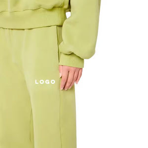 High Quality Winter Streetwear Embroidered for 100% Cotton <b>Fleece</b> Pullover Hoodie Flared Sweatpants Breathable - Product Image 5