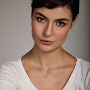 92.5 Silver <b>Necklace</b> with Water Drop Design Gold Rhodium Plated Moissanite Stone Link Chain Religious Trendy Style for Weddings - Product Image 3